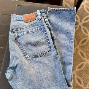 Levi's 501 S Skinny White Oak Cone Selvedge Denim Light Wash Jeans Size 27